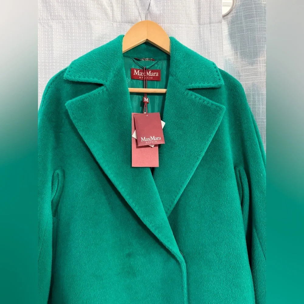 MaxMara Women's Vibrant Green Sydney Alpaca and Wool blend Coat. - Picture 11 of 14